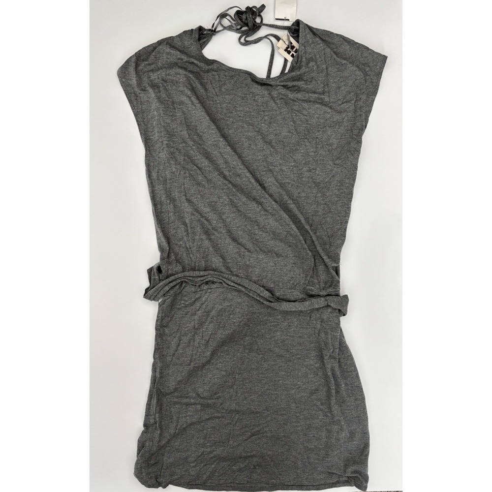 Haute Hippie Gray Dress Mini Modal Jersey Waist Tie Open Back M